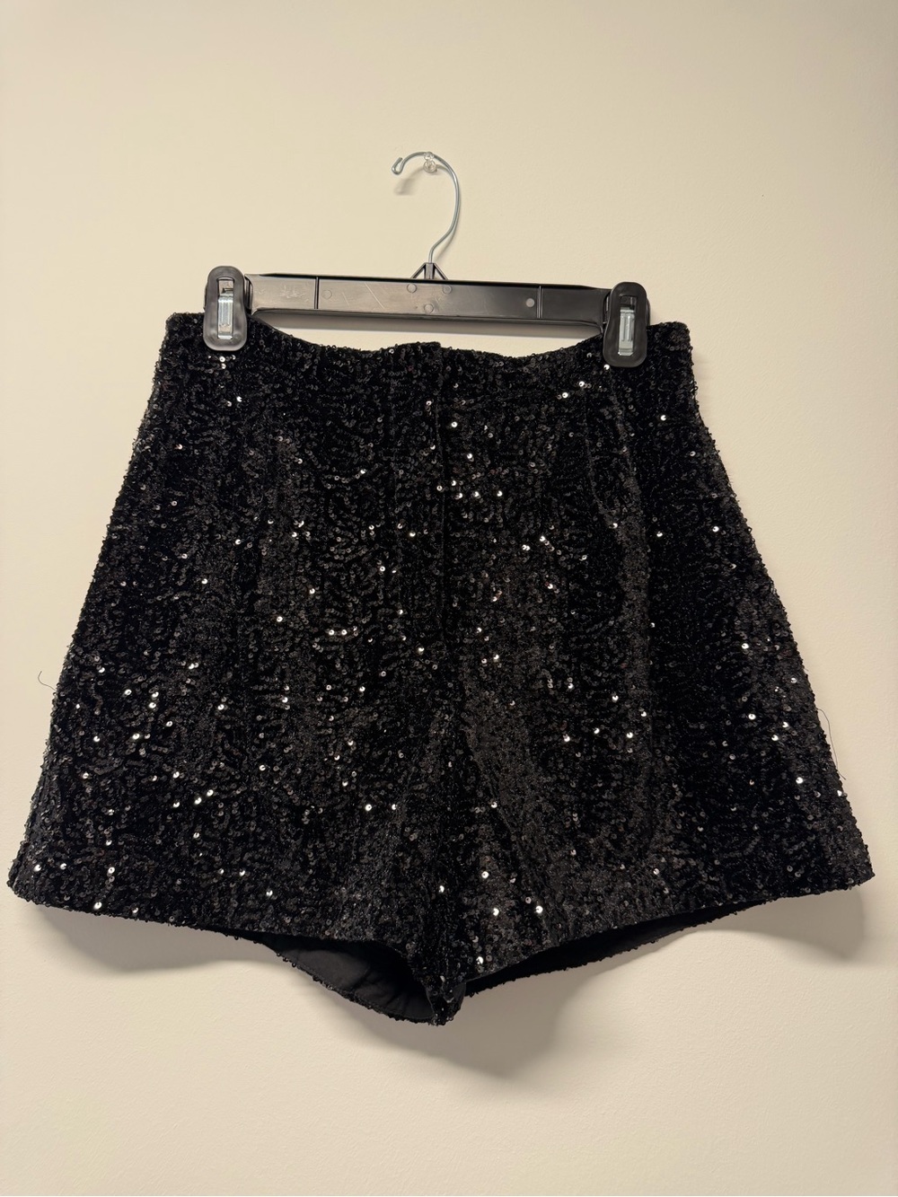 Zara Black Sequin High-Waist Women's Shorts